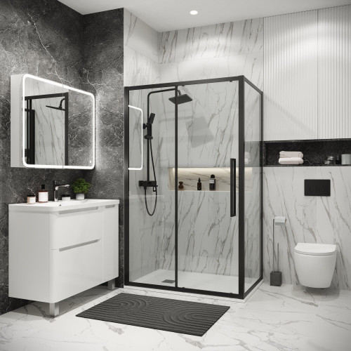 Душевой уголок Grossman Cosmo 140x70x195 120.K33.02.1470.21.00 (черный матовый/стекло прозрачное)