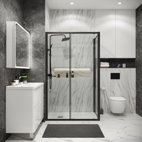 Душевой уголок Grossman Cosmo 140x70x195 120.K33.02.1470.21.00 (черный матовый/стекло прозрачное)