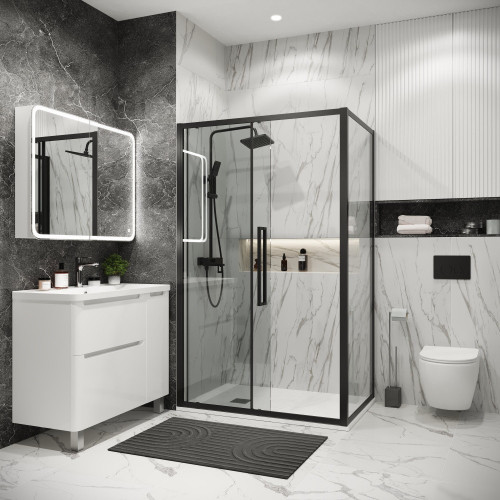 Душевой уголок Grossman Cosmo 140x70x195 120.K33.02.1470.21.00 (черный матовый/стекло прозрачное)