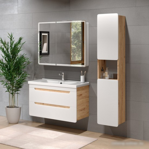 Lemark Шкаф с зеркалом Element 80x80 LM80ZS-E (белый глянец)