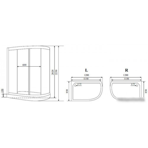 Душевая кабина Timo Standart T-6602 R Black