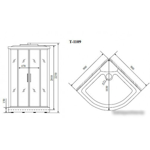 Душевая кабина Timo Standart T-6609 Silver