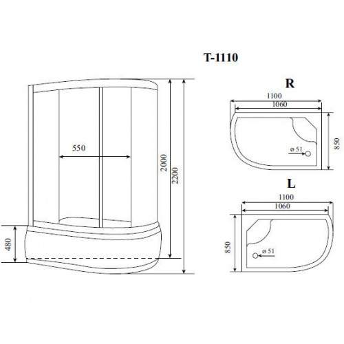 Душевая кабина Timo Standart T-6610 L Silver