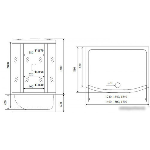 Душевая кабина Timo Standart T-6650 Silver