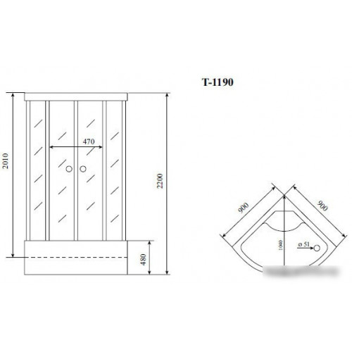 Душевая кабина Timo Standart T-1190 P