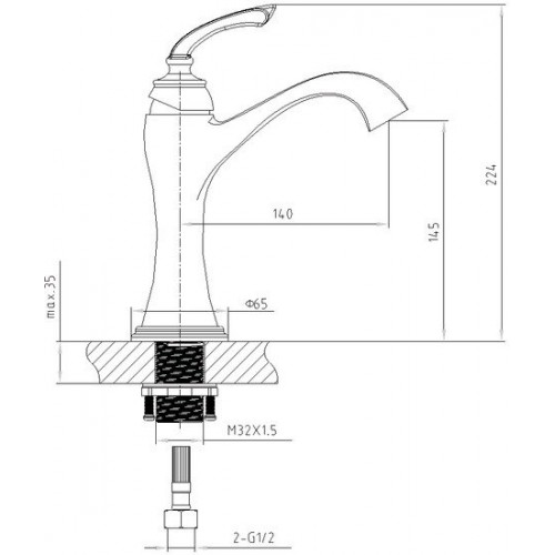 Смеситель Timo Unari 7501/04F (черный антик/золото)