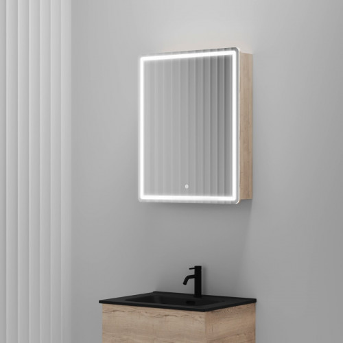 Sancos Шкаф с зеркалом Mirror MI60EG (с LED подсветкой, дуб галифакс натуральный)