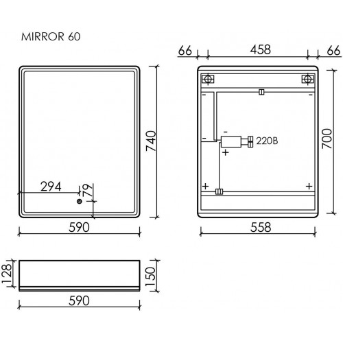 Sancos Шкаф с зеркалом Mirror MI60EG (с LED подсветкой, дуб галифакс натуральный)