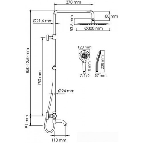 Душевая система Wasserkraft A188.116.101.087.CH Thermo