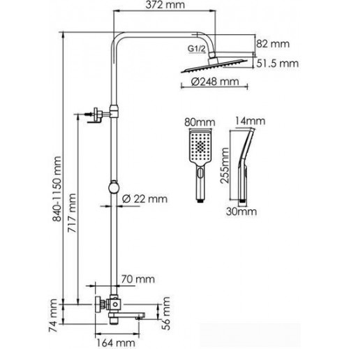 Душевая система Wasserkraft A199.259.201.BG Thermo