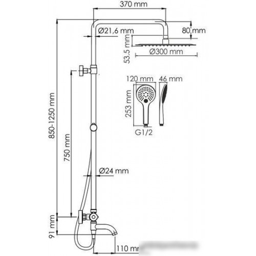Душевая система Wasserkraft A188.161.155.WM Thermo