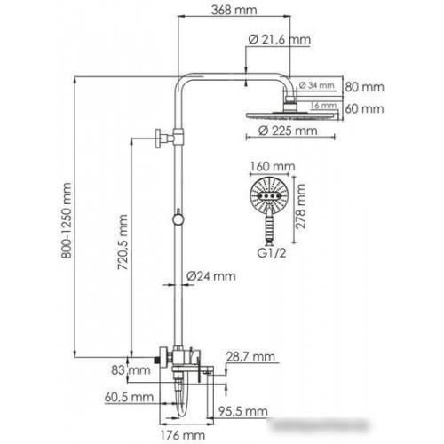 Душевая система Wasserkraft A185.067.059.WM