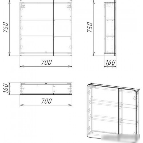 Grossman Шкаф с зеркалом Талис 70 L 207006 (бетон пайн)