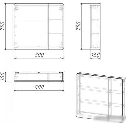 Grossman Шкаф с зеркалом Талис 80 L 208009