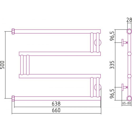 Полотенцесушитель Сунержа High-Tech model M 500x650 05-0050-5065
