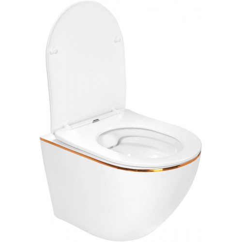 Унитаз подвесной Roxen Antares Gold в комплекте с инсталляцией StounFix Dual Fresh 6 в 1 968460 (кнопка: брашированное золото)