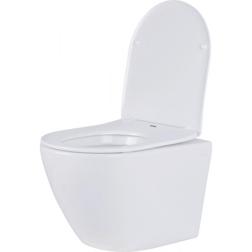Унитаз подвесной Roxen Antares в комплекте с инсталляцией Asten Readle Zentralmodul AR0601-185B с черной матовой кнопкой