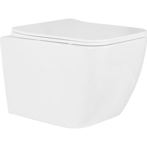 Унитаз подвесной Roxen Cube в комплекте с инсталляцией Asten Readle Zentralmodul AR0601-135CH с кнопкой (хром глянец)