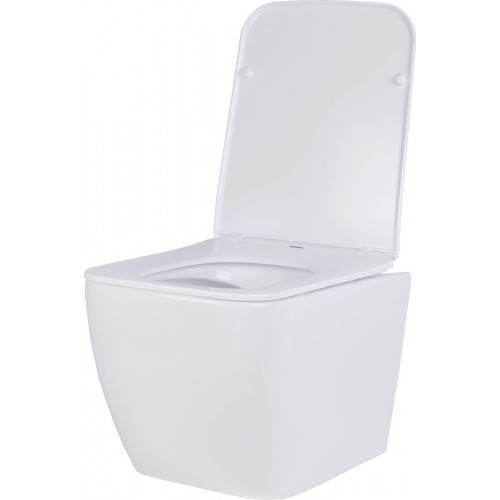 Унитаз подвесной Roxen Cube в комплекте с инсталляцией Asten Readle Zentralmodul AR0601-135B с черной матовой кнопкой
