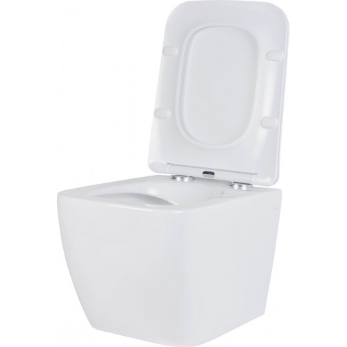 Унитаз подвесной Roxen Cube в комплекте с инсталляцией Asten Readle Zentralmodul AR0601-135B с черной матовой кнопкой