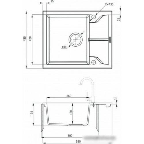 Кухонная мойка Deante Andante G11A (графитовый металлик)