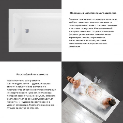 Ванна Wellsee FreeDom 2.0 165x80 233002000 (встраиваемая ванна белый глянец)