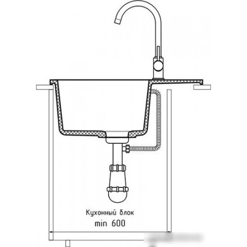 Кухонная мойка GranFest QUARZ GF-UR-658L (темно-серый)