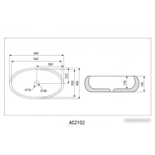 Умывальник Abber Bequem AC2102MB (черный матовый)