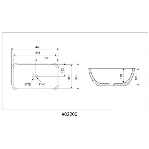 Умывальник Abber Rechteck AC2200GS (серебристый)