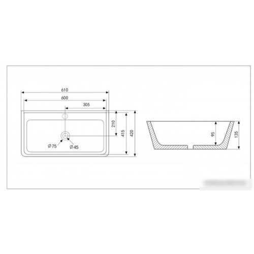 Умывальник Abber Rechteck AC2201 (белый)