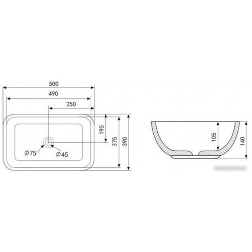 Умывальник Abber Rechteck AC2202 (белый)