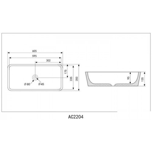 Умывальник Abber Rechteck AC2204MB (черный матовый)