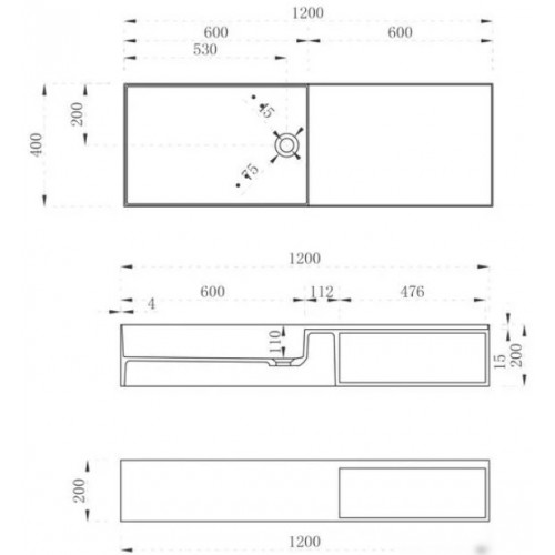 Abber Тумба с умывальником Stein AS2649-1.2 (подвесной, белый матовый)