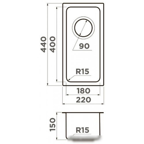 Кухонная мойка Omoikiri Tadzava 22-U/I Ultra 15 IN (нержавеющая сталь)