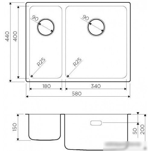 Кухонная мойка Omoikiri Tadzava 58-2-U/IF IN-R