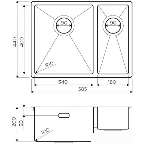 Кухонная мойка Omoikiri 58-2-U/IF IN-R