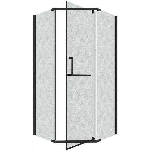 Душевой уголок Grossman Pragma 90x90x195 302.K33.03.9090.21.02 (черный матовый/шиншилла стекло)