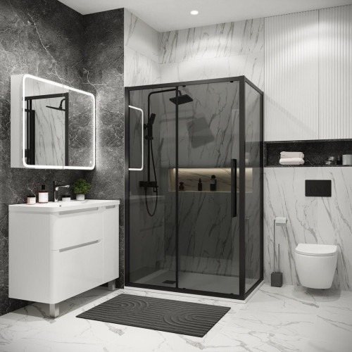 Душевой уголок Grossman Cosmo 130x90x195 120.K33.02.1390.21.10 (черный матовый/тонированное стекло)