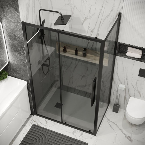 Душевой уголок Grossman Cosmo 130x90x195 120.K33.02.1390.21.10 (черный матовый/тонированное стекло)