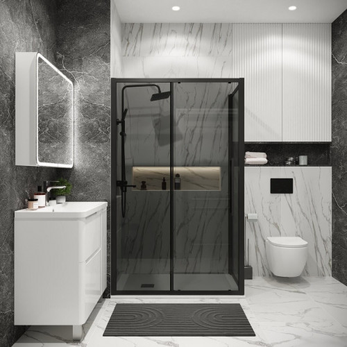 Душевой уголок Grossman Cosmo 130x90x195 120.K33.02.1390.21.10 (черный матовый/тонированное стекло)