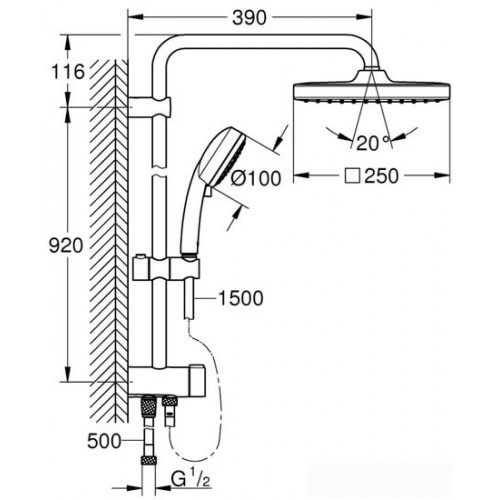 Душевая система Grohe Tempesta Cosmopolitan System 250 Cube 26694000