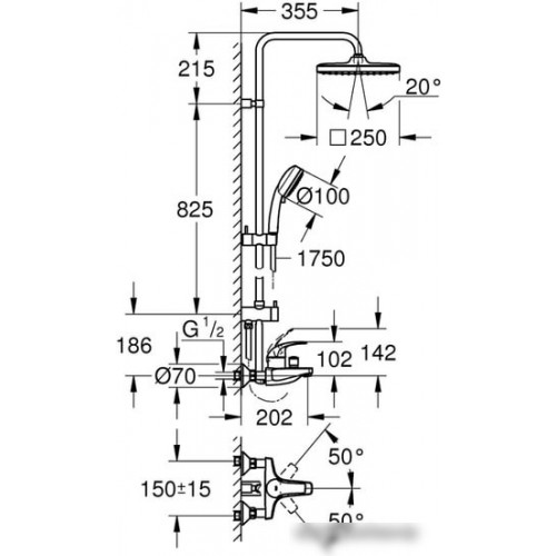 Душевая система Grohe Tempesta Cosmopolitan System 250 Cube 26693000