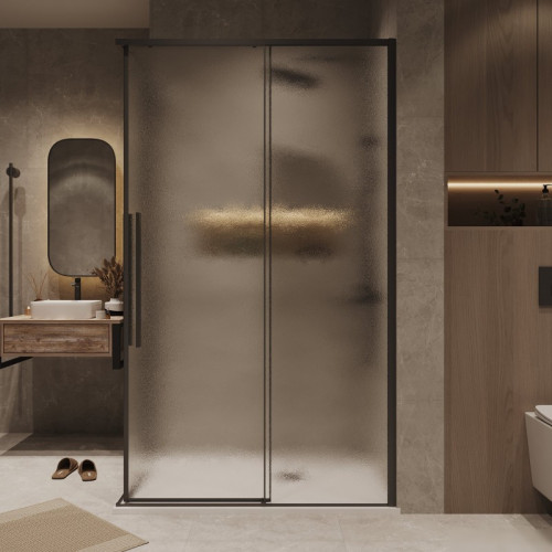 Душевой уголок Grossman Galaxy 80x80x195 300.K33.01.8080.21.02 (черный матовый/шиншилла стекло)