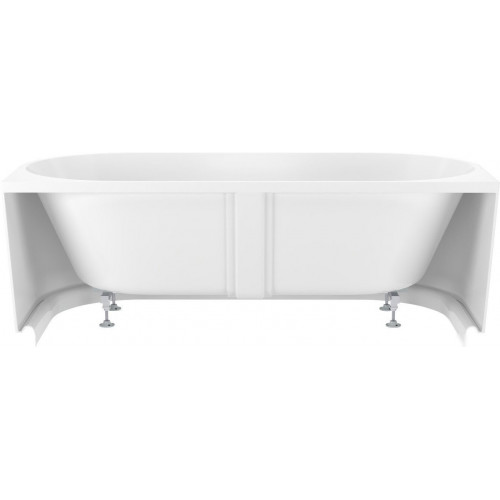 Ванна Wellsee Collaro 180x80 28910203R (пристенная ванна белый глянец, экран, ножки, сифон-автомат матовый черный)