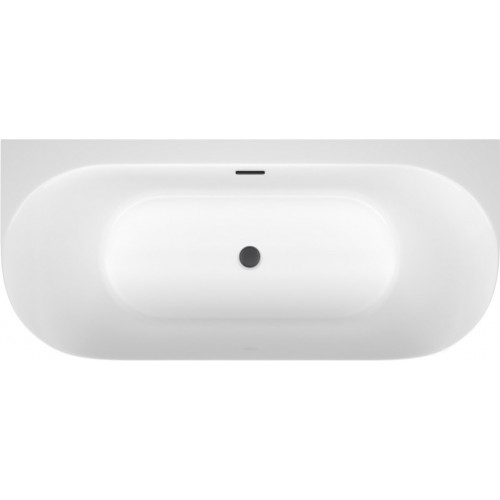 Ванна Wellsee Collaro 180x80 28910203R (пристенная ванна белый глянец, экран, ножки, сифон-автомат матовый черный)