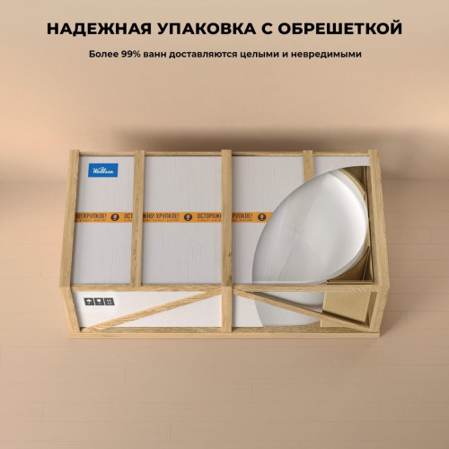 Ванна Wellsee Shell 180x80 28170404R (отдельностоящая ванна белый глянец, экран, ножки, сифон-автомат золото)