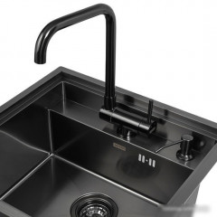 Кухонная мойка ARFEKA ECO AR 520*490, дозатор Black PVD Nano