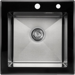 Кухонная мойка ARFEKA ECO AR 500*500 GS BLACK GLASS + SATIN