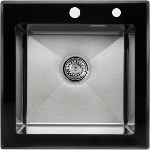 Кухонная мойка ARFEKA ECO AR 500*500 GS BLACK GLASS + SATIN