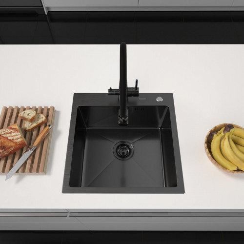 Кухонная мойка ARFEKA Eco AR 500*500 Black PVD Nano Decor Volcanic Rock